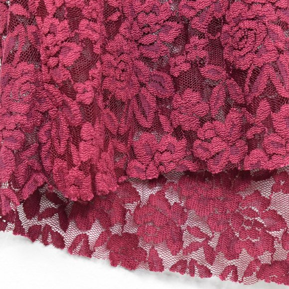 Womens Whimsigoth Hooded Lace Hem Long Sleeve Tunic Top Size M Burgundy Coquette - Picture 11 of 13